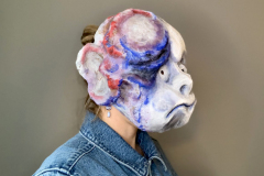 Worbla mask series anti-extractivism. Mask by Alexandra Simpson, Animacy Theatre Collective.